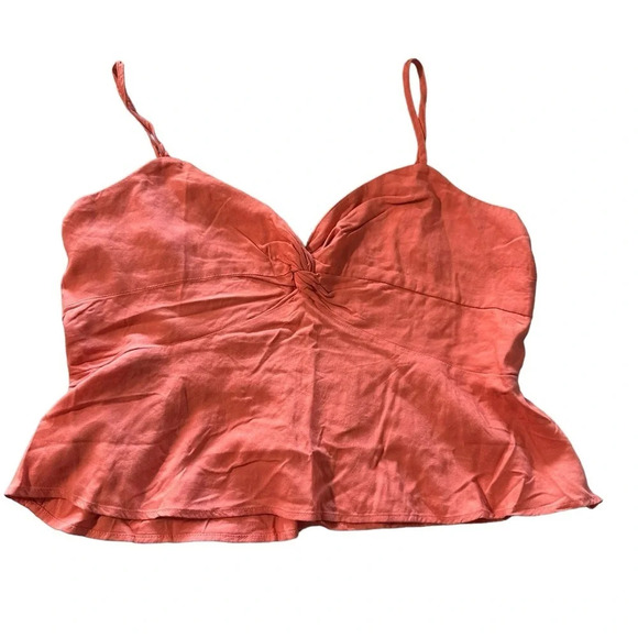 American Eagle women's large salmon cropped spaghetti strap top - Picture 1 of 3